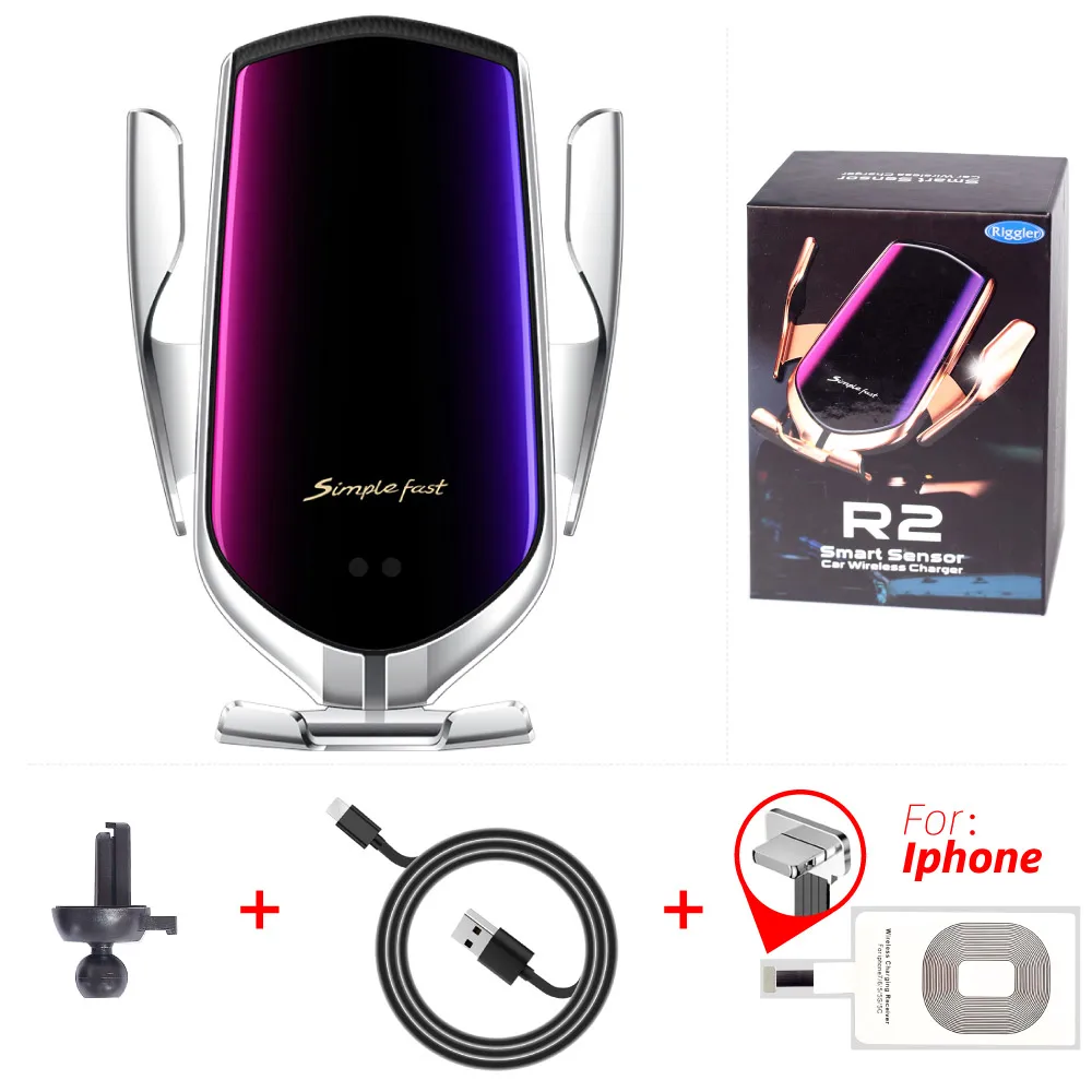 Silver applereceiver Автоматический зажим 10 Вт автомобильное беспроводное зарядное устройство для samsung S10 Note9Note8 Qi инфракрасный индукционный автомобильный держатель с навигационным позиционированием - Тип штекера: Silver applereceiver