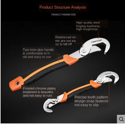 

The adjustable wrench multifunctional wrench wrench set quick opening leading pipe clamp