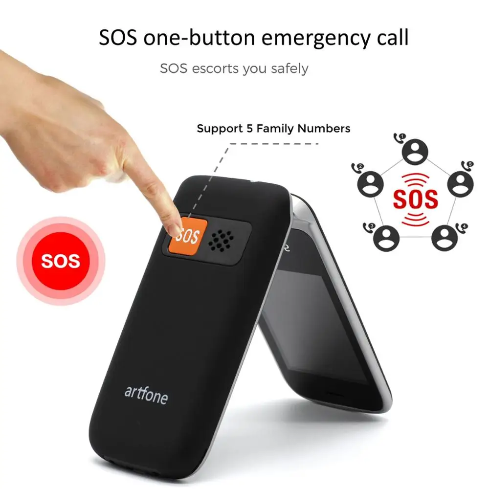 Artfone flip Big Button мобильный телефон для пожилых людей, разблокированный телефон для пожилых людей с кнопкой SOS, аккумулятор 1400 мАч от AliExpress RU&CIS NEW