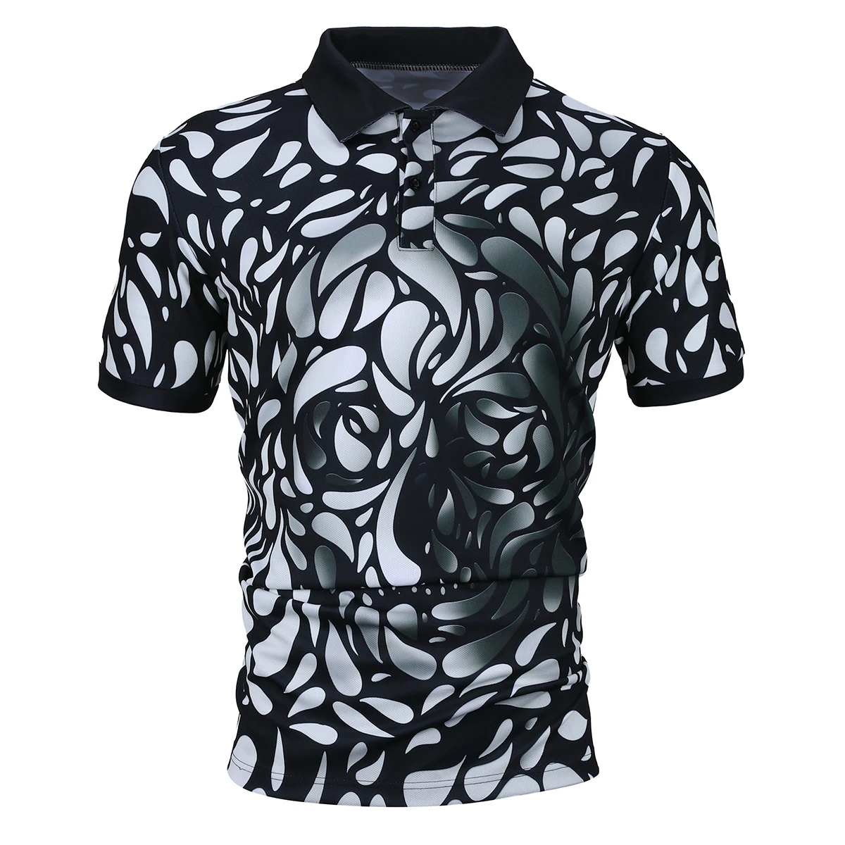 Рубашка поло мужская с 3D принтом черепа и отложным воротником|Поло| |