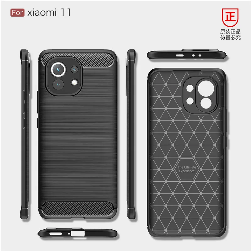 Чехол для Xiaomi Mi 11 мягкий чехол из углеродного волокна задняя крышка защитный
