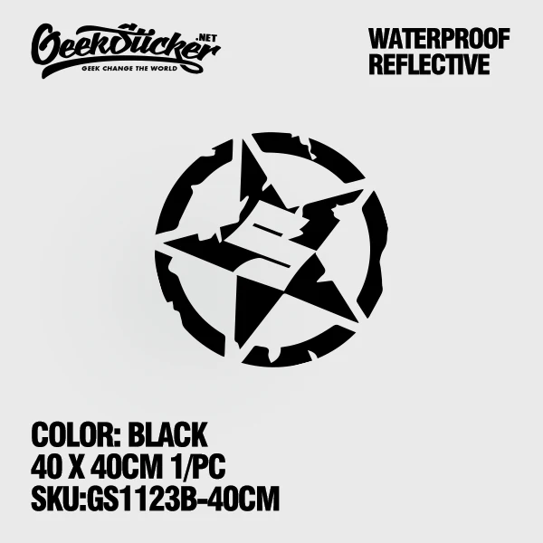 GS1123-Black-40cm Водонепроницаемый пятиконечная звезда тела для автомобильного стайлинга светоотражающий виниловый стикер переоборудование внешние наклейки для SUZUKI JIMNY Swift и т. д - Название цвета: GS1123-Black-40cm