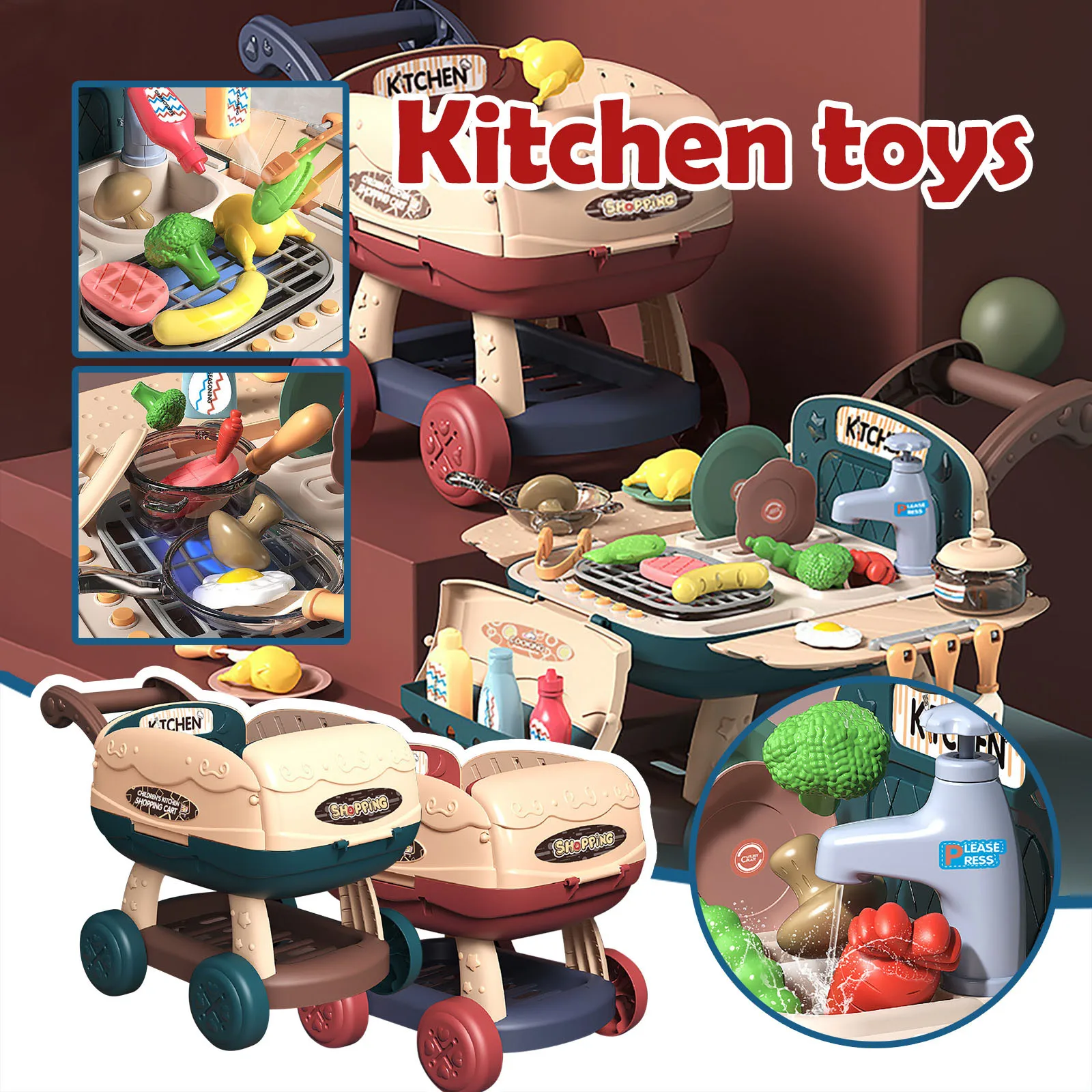 Детские Большие супермаркета торгового тележки пуш ап автомобиль корзина для