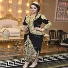 Сексуальные черные вечерние платья с золотистой аппликацией, платье до щиколотки с Боковым Разрезом, Арабский кафтан, платье для выпускного вечера, вечерняя одежда