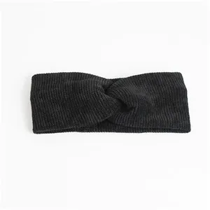 black Free shipping knitting women hairbands girl's headbands lady's headwear hair accessories Wide yoga headwrap - Цвет: black