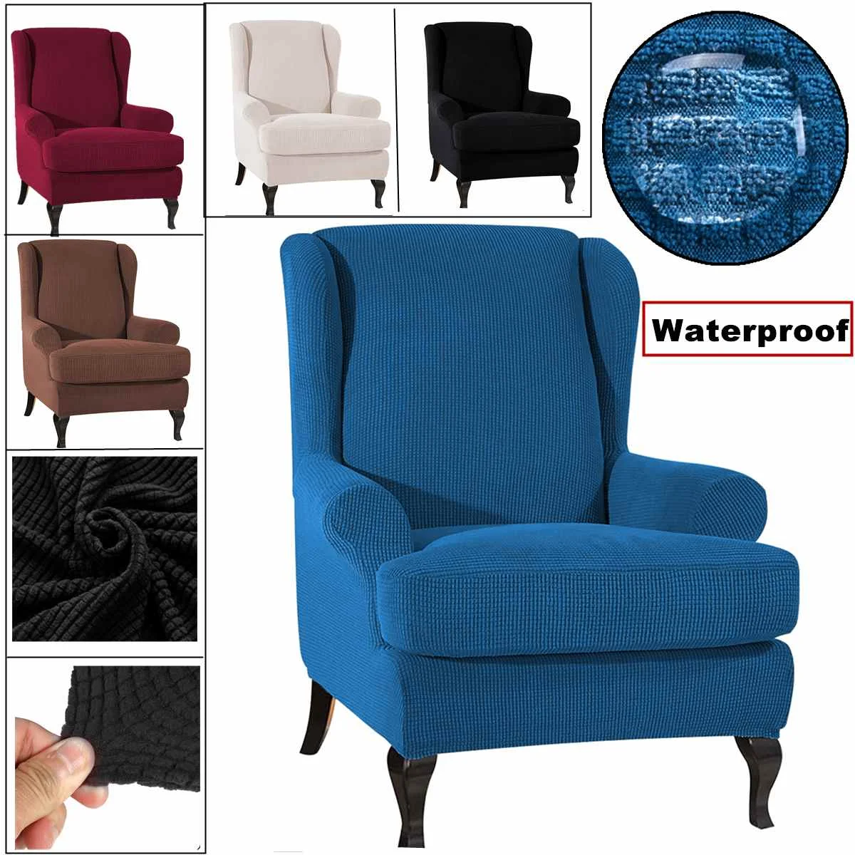 Наклонные руки King Back эластичные чехлы на кресла кресло Wingback крыло диван задний Чехол для стула тянущийся протектор скольжения крышка протектор