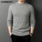 COODRONY бренд осень зима новое поступление чистый цвет круглый вырез свитер хлопок шерстяной пуловер для мужчин мягкий вязаный толстый теплый трикотаж C1340