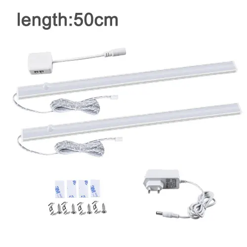2x50cm with power Светодиодный светильник с датчиком движения PIR, светильник для кухонного шкафа, прикроватная лампа для спальни, светодиодный светильник, декоративный, для общежития, на холодильник, светодиодный, Домашний Светильник ing - Цвет: 2x50cm with power