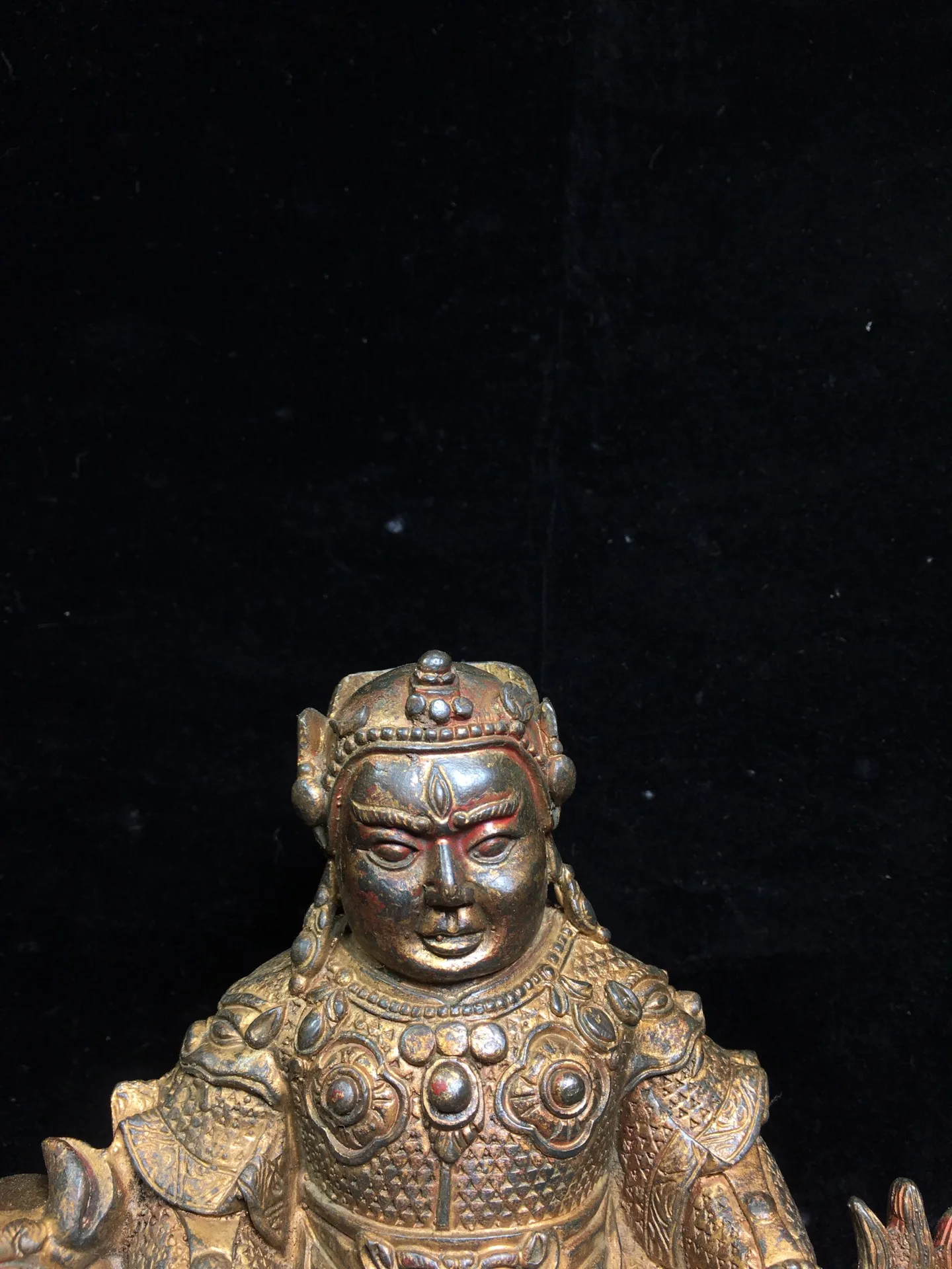 Statue de bouddha en Bronze ancien, 9 pouces, Collection du Temple du Tibet, laque cinabre du nord Wei, trésor du roi Huang Caishen, ornements