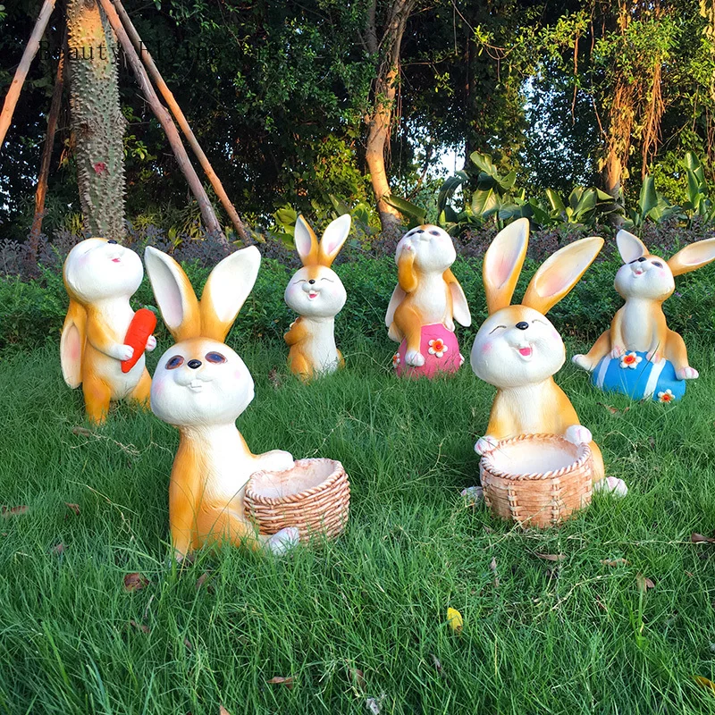 Садовое украшение симпатичный кролик Пасхальная имитация заяц кукла-животное из
