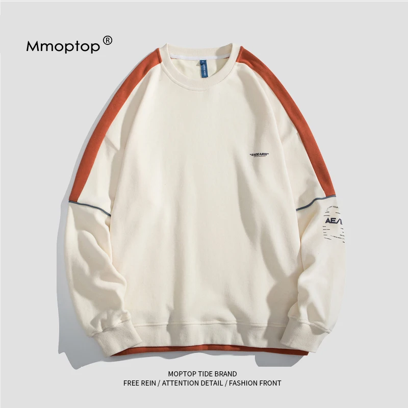 Mmoptop Trendy Brand round Neck Sweater Men's Spring and Autumn Retro Pullover Couple Top Clothes Long Sleeve Autumn Coat