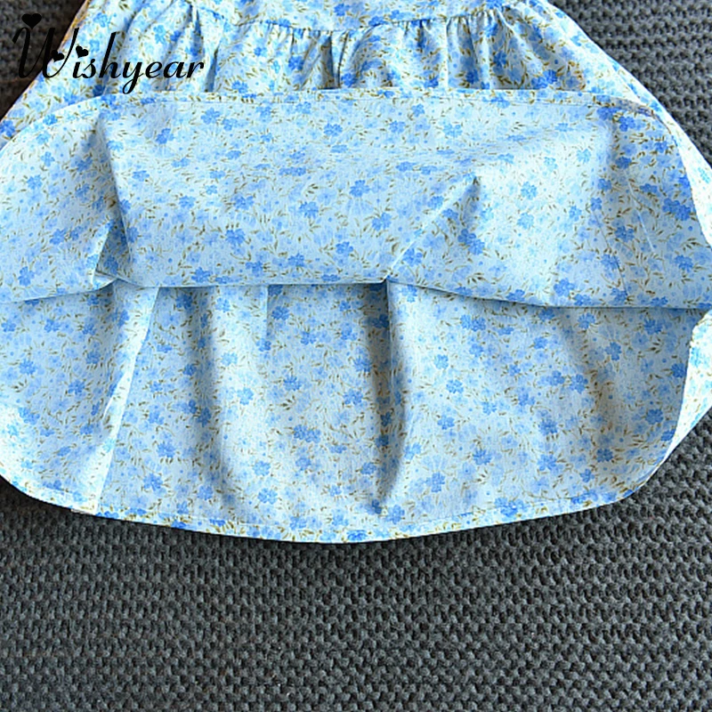 

Wishyear Baby Girls Short Sleeve Peter Pan Collar Princess Dresses Summer Kids Floral Printed Dress Children Cotton Dress 1-6Y