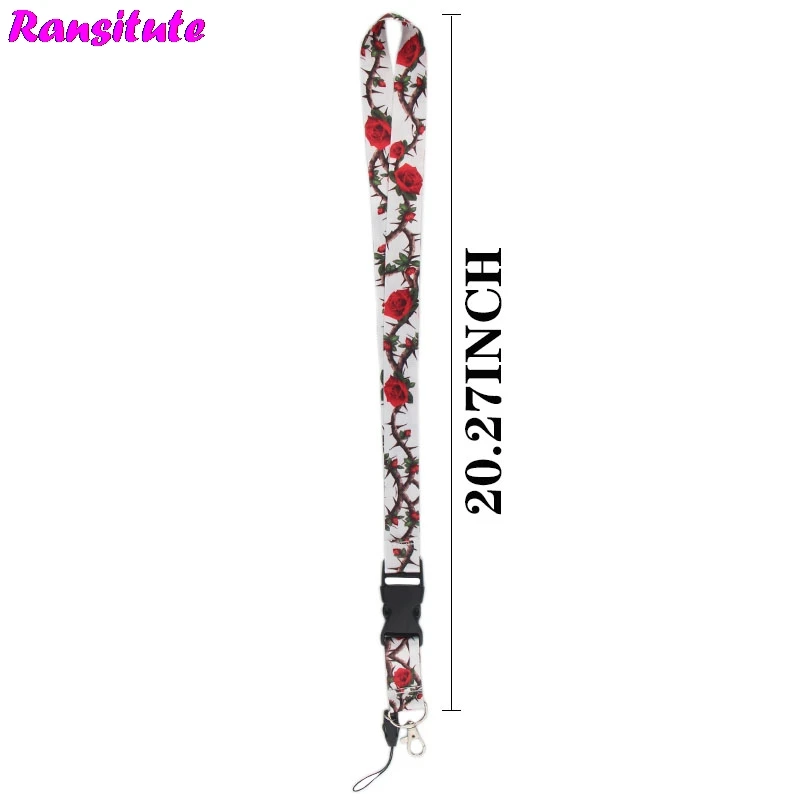 Ransitute Rose Key Lanyard ID Badge Holder для телефона и брелока DIY Neckband мобильный телефон ремешок