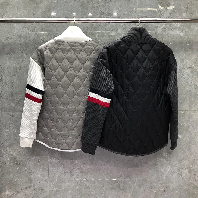 TB THOM Coats Winter Men's Jacket Classic Engineered RWB Stripe Diamond Lattice Turtleneck Cotton-Padded Pullovers Jackets