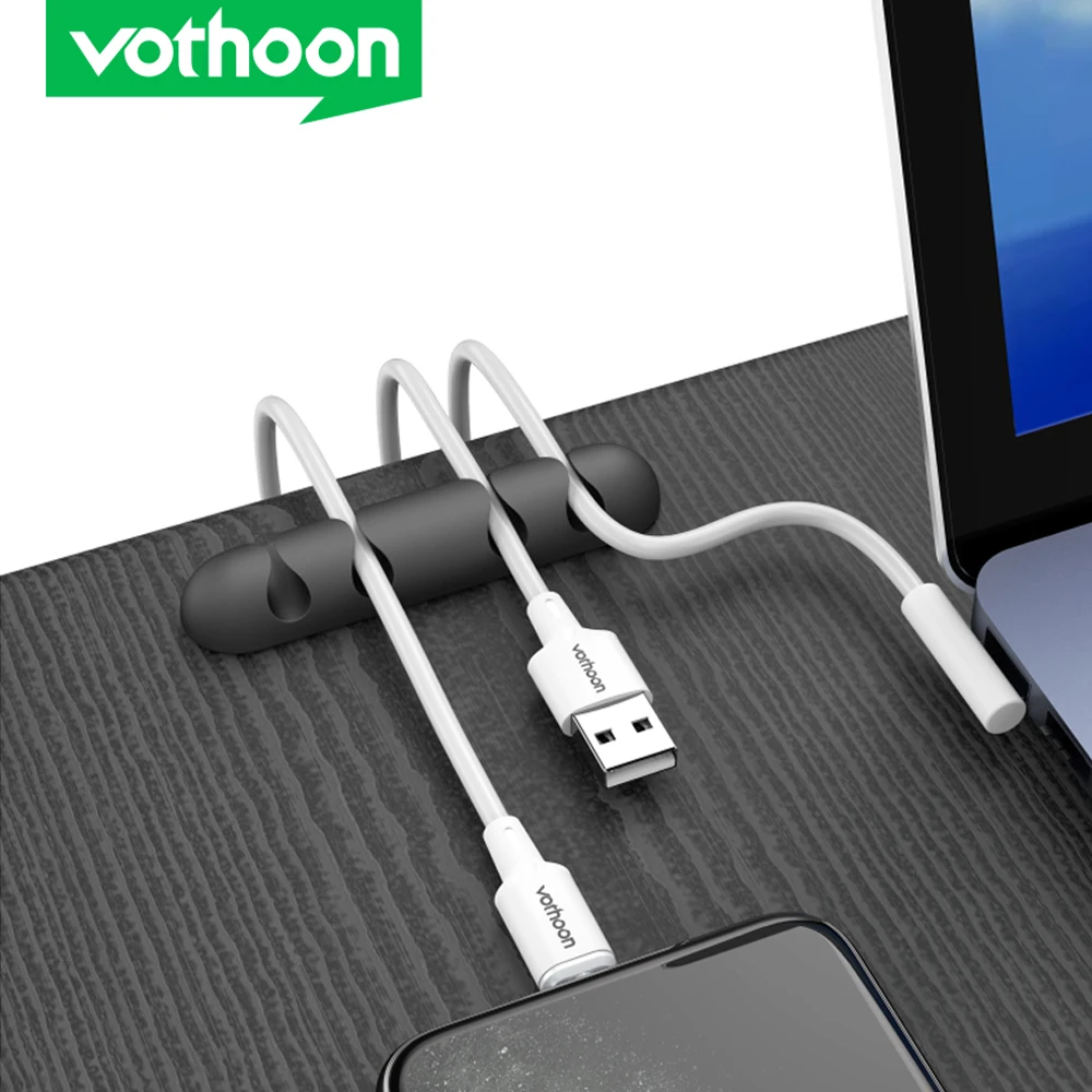 

Vothoon Cable Organizer Silicone USB Cable Winder Flexible Cable Management Clips Cable Holder For Mouse Headphone Earphone