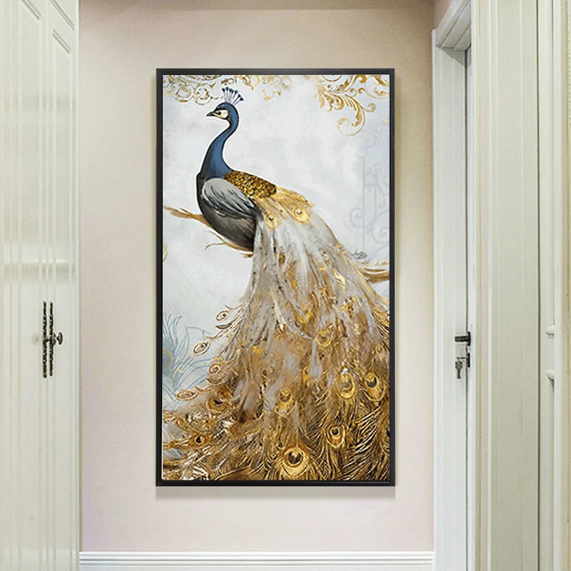 Алмазная вышивка 5D сделай сам крестиком золотым павлином животным искусственная