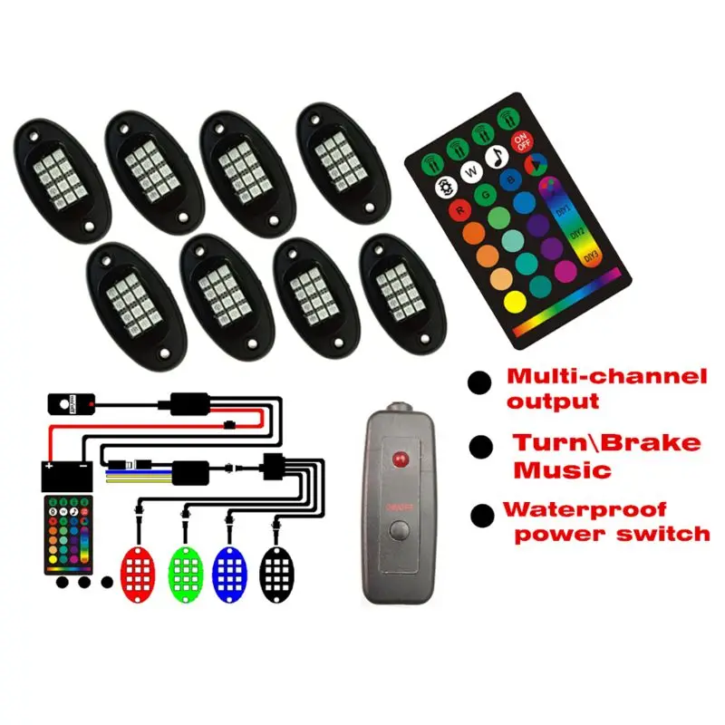 

Rgb led Rock Lights for Motorcycle,96 led s Multicolor Underglow Neon Light Kits