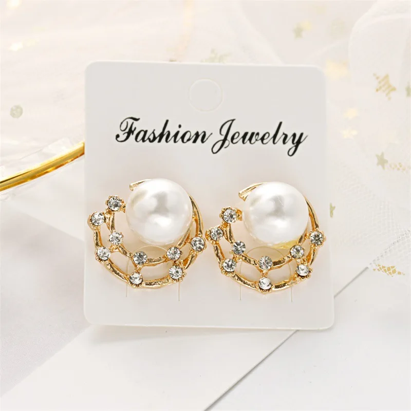 12 пар Стразы Полные звезды имитация жемчуга луна серьги гвоздики для женщин