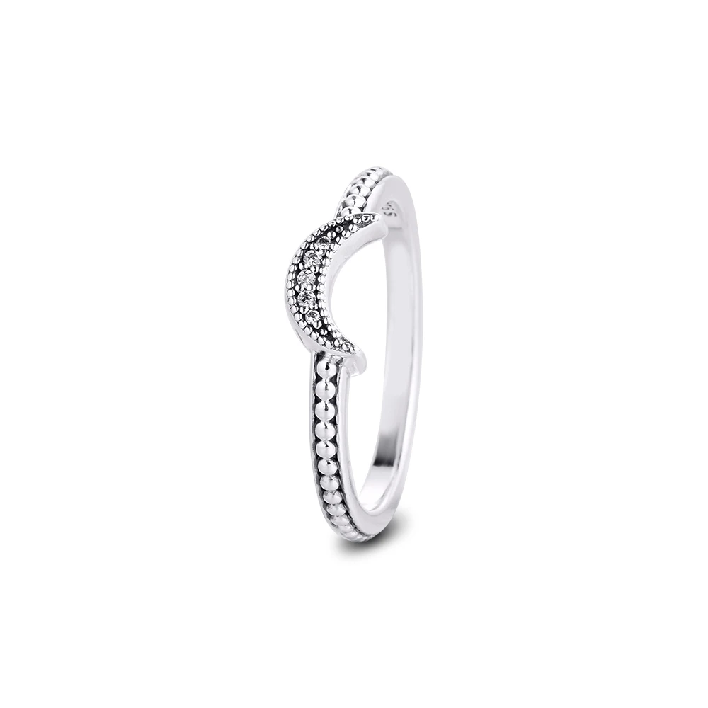 

CKK Ring Crescent Moon Beaded Rings for Women Men Anillos Mujer 925 Sterling Silver Jewelry Wedding Aneis Hombre