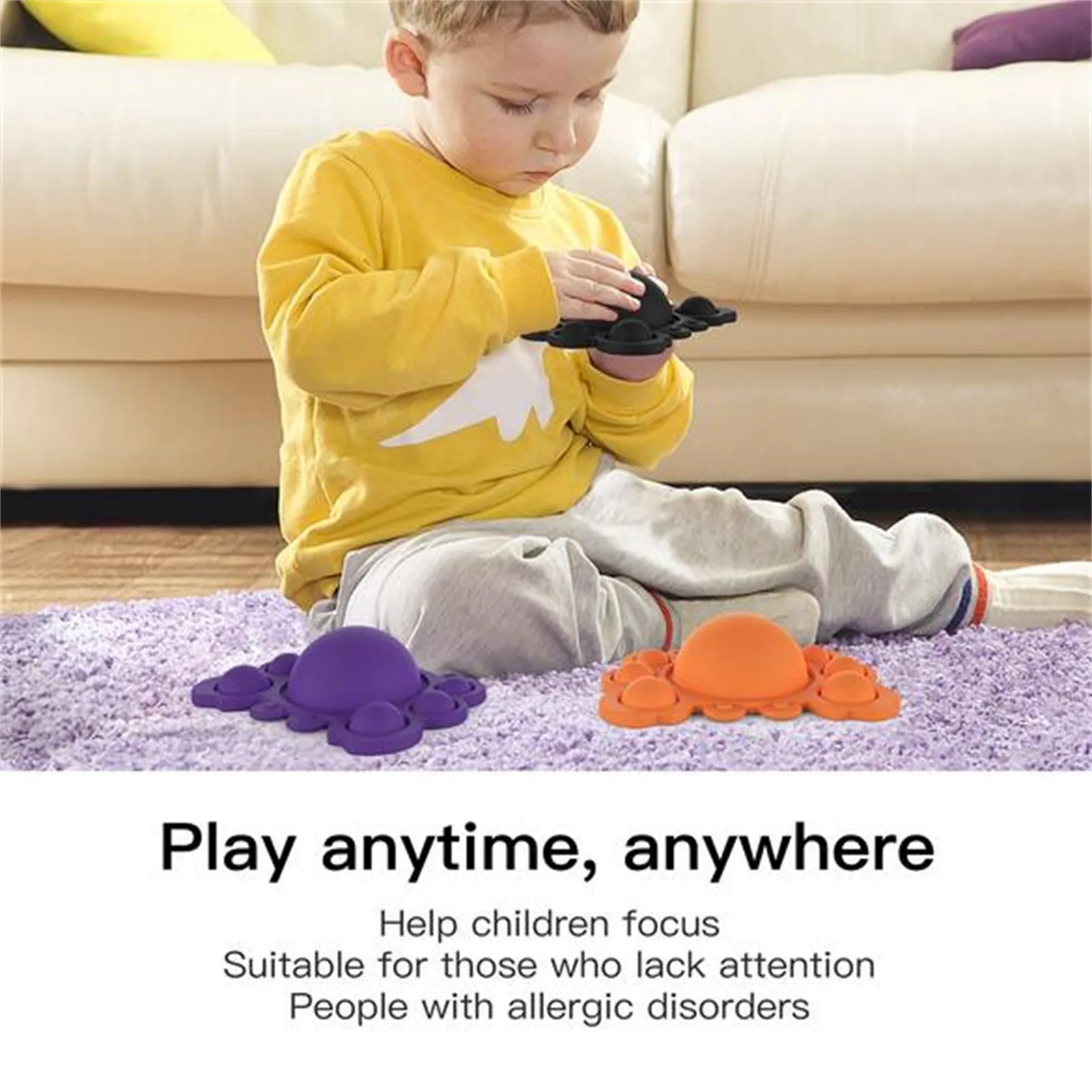 Juguete de burbujas de silicona para aliviar el estr&eacute;s, juguete sensorial para aliviar el autismo, cangrejo de descompresi&oacute;n-1