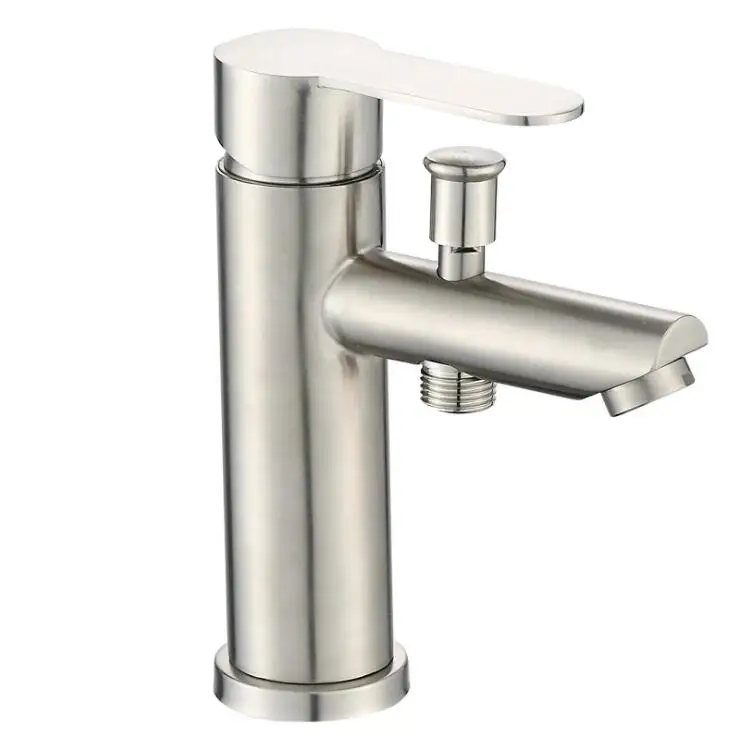 304 stainless steel Смеситель для раковины 304 из нержавеющей стали, кран для горячей и холодной воды с насадкой для душа, пистолет-распылитель, тройной выдвижной кран, XT-431 - Цвет: 304 stainless steel