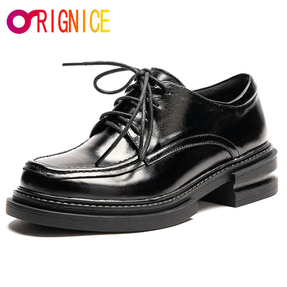 

Orignice New Autumn Women Pumps Solid Color High Quality Lace Up Platform Thick Bottom Loafers Office Ladies Casual Shoes 2021