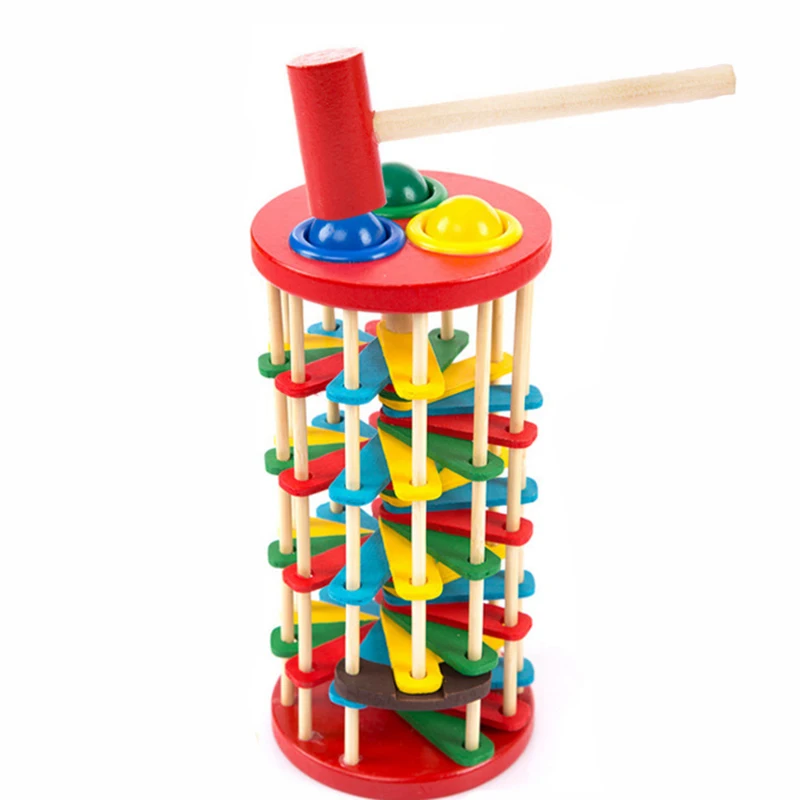 3D деревянный блок игрушка летучая мышь ручной удар мяч красочные лестницы раннее