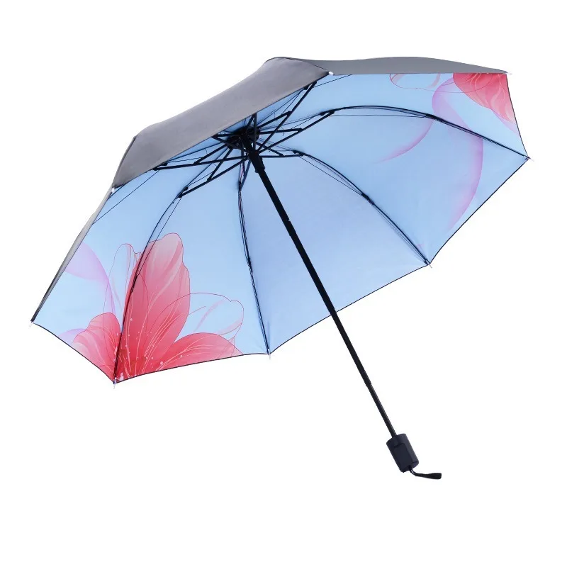 

Beauty Multifunction Umbrella Black Glue Sunny Umbrella Anti-UV Parasol Female Sunscreen Tri-fold Sunny and Rainy Umbrella