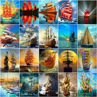 azqsd coloring by number frame ship handpainted modern wall art oil painting by numbers on canvas landscape kits home decor