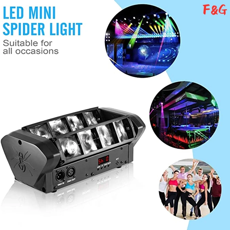 Mini LED Beam 8x6W RGBW Spider Moving Head Lighting Caron Socket DMX For Dj Stage Effect Equipment KTV Bar Concert Disco Party