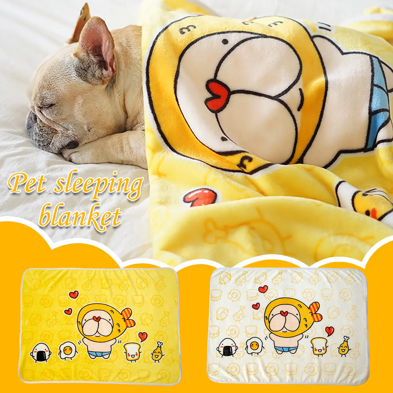 

Одеяло для домашних животных, двустороннее Флисовое одеяло с оригинальным мультяшным принтом для кошек и собак