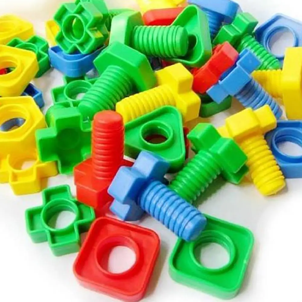 40 unids/set ni&ntilde;os tuercas y pernos de 3D de tornillo tuercas y pernos de juego de Puzzle juguetes inteligentes para los ni&ntilde;os DIY edificio-3