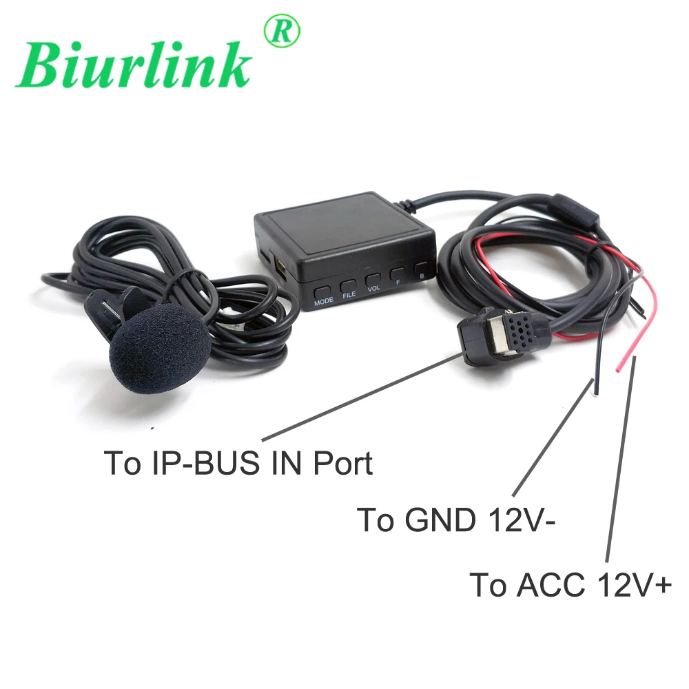 

Автомобильный радиоприемник Biurlink, AUX аудиовход, беспроводной Bluetooth микрофон, Кабель-адаптер громкой связи для пионера, головное устройство ...