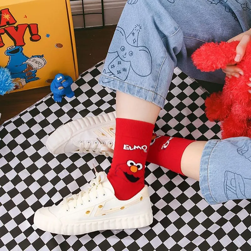 Женские носки с изображением Улица Сезам для косплея из мультфильма розовые