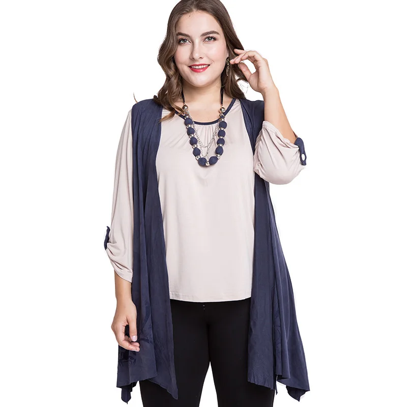 

2021 Fall Women Long sleeve Two-piece suit T-shirt fashion ladies Vintage elegant mom clothes Plus Size Womens Retro Tops