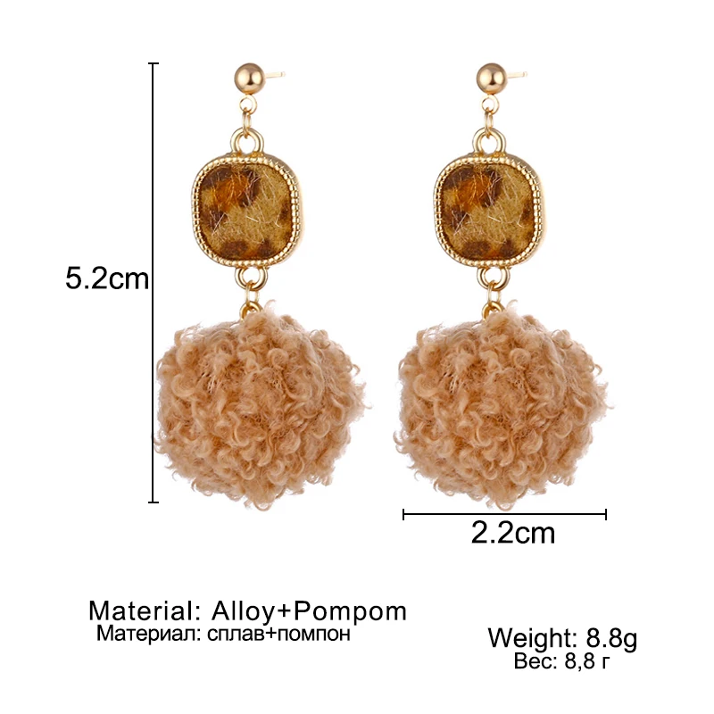 Женские Геометрические бархатные леопардовые серьги FAMSHIN винтажные зимние