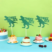 birthday party dinosaur theme boys and children happy 3rd birthday cake toppers cake decor sparkling three rex dinosaur