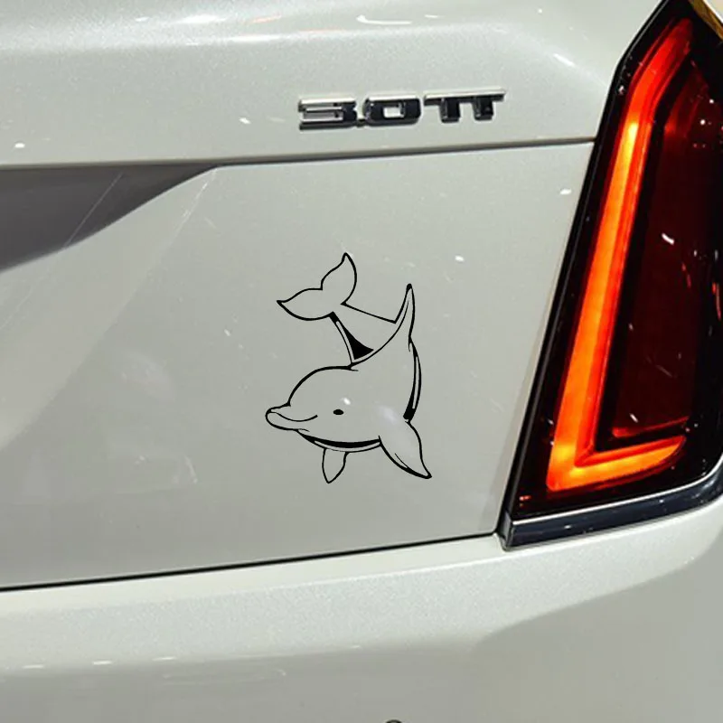 

Funny Dolphin Cute Marine Animal Decal Classic Creative Motorcycle Car Decoration Car Sticker Black/white, 14cm*10cm