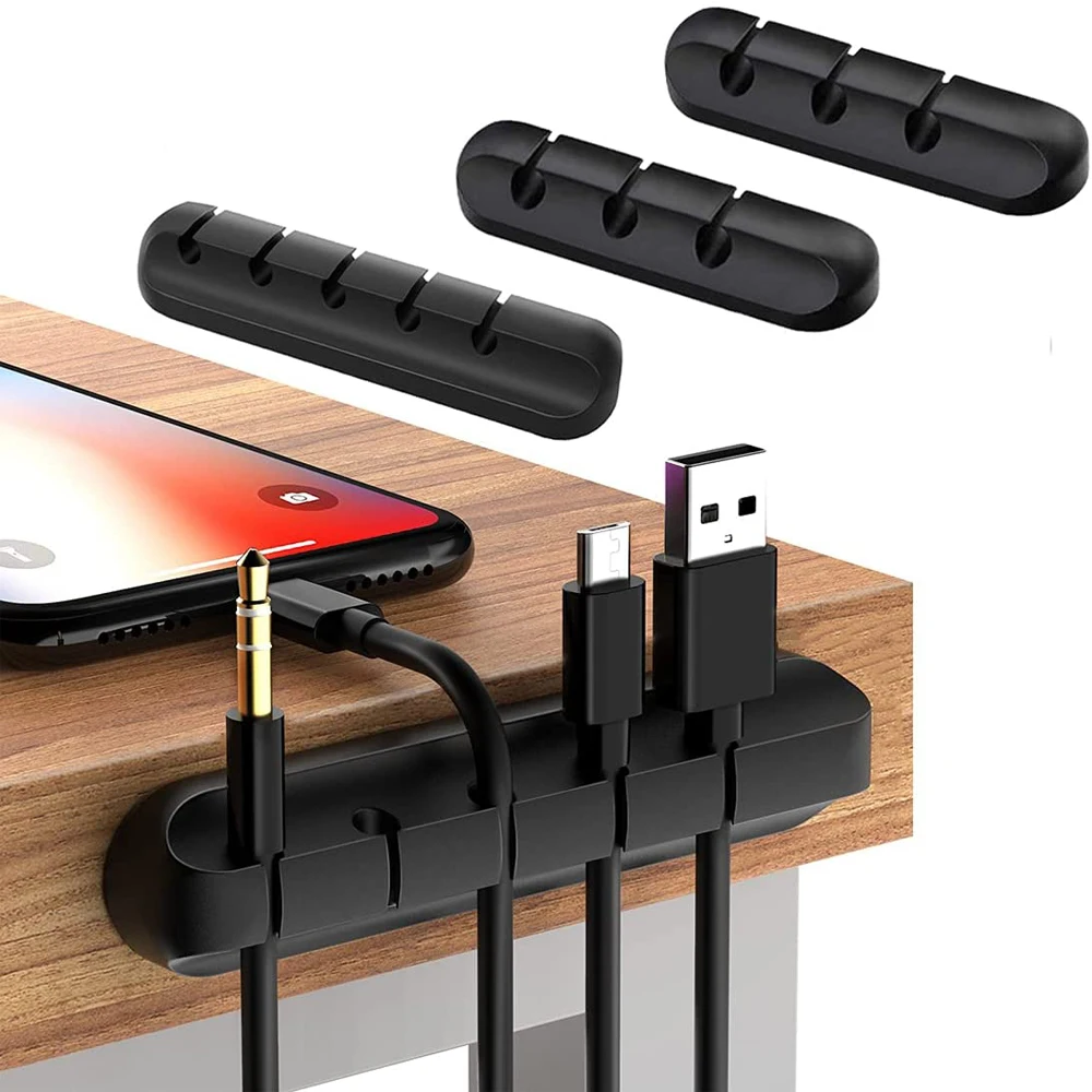 Organizador de cables USB de silicona, bobinador de cables de escritorio, Clips de gestión para ratón, teclado, auriculares, organizador de cables
