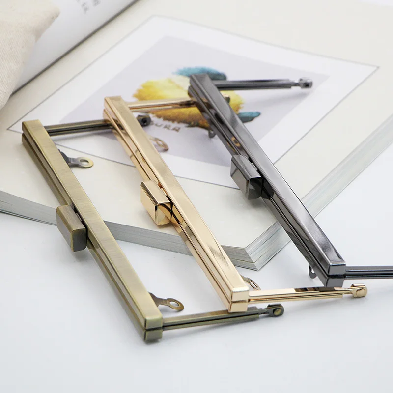 

20cm Square Nothing Orifice Handmade Diy Bags Hardware Parts Rectangle Purse Frame With Hanger Women Wallet Frame Gold Silver