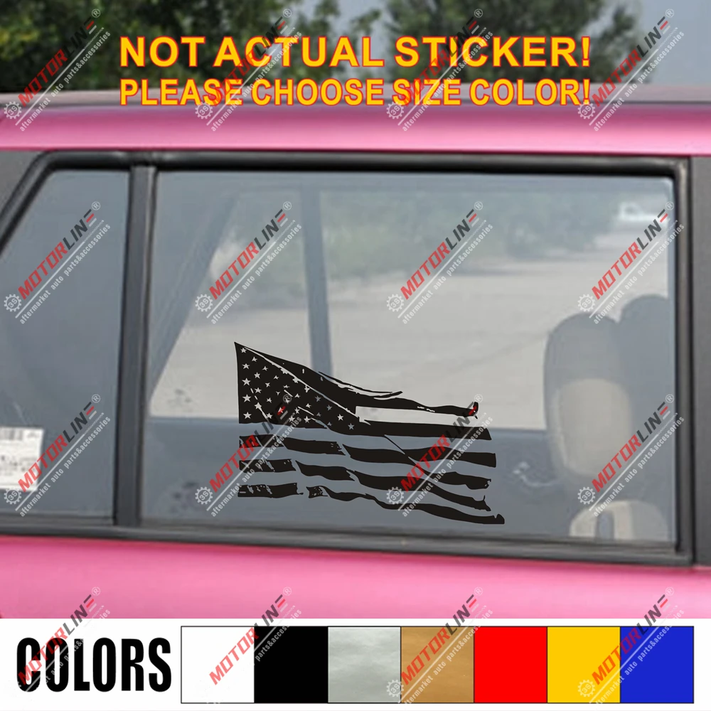 

USA American Flag Decal Sticker Car Vinyl pick size color no bkgrd distressed b