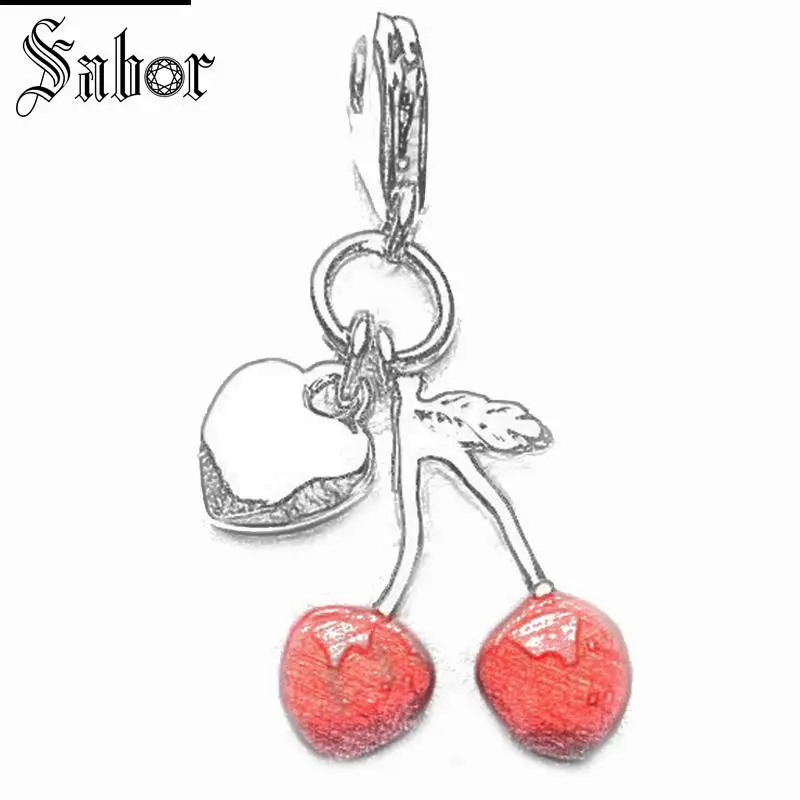 thomas Cherries &amp Heart Charm gifts Jewelry For Women 2020 Gift Silver color plated Fit jewellery charms | Украшения и