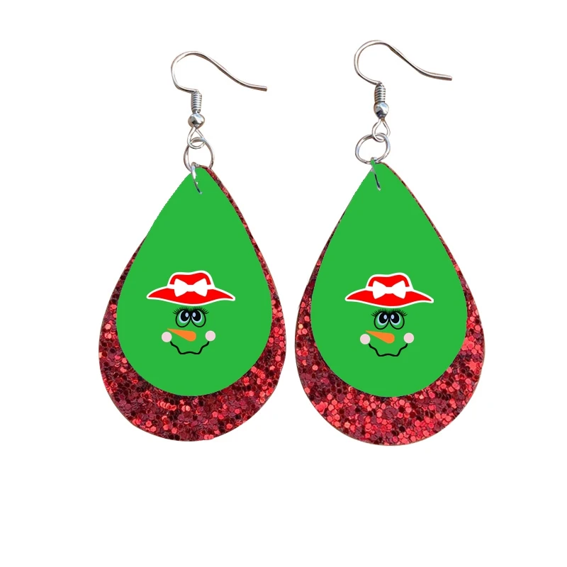 Серьги из искусственной кожи со снеговиком и пугающими лицами подарок на Новый