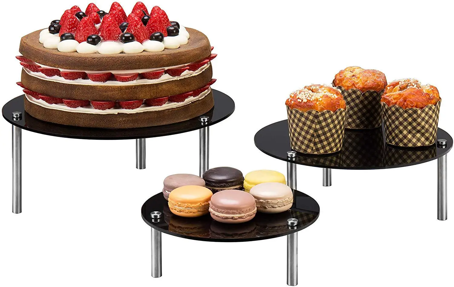 3 шт./компл. стойка для торта и десерта Розничная витрина выпечки круглая черная