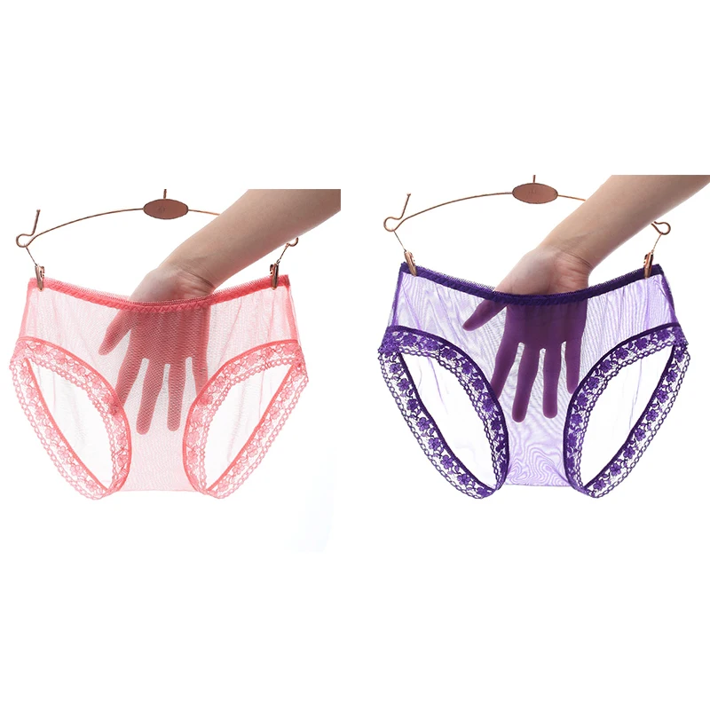 pink purple Сексуальные трусики, женское нижнее белье, супер прозрачные Бесшовные стринги, Женские стринги, кружевное нижнее белье, женские трусы, трусики M L XL 1/2 шт - Цвет: pink purple