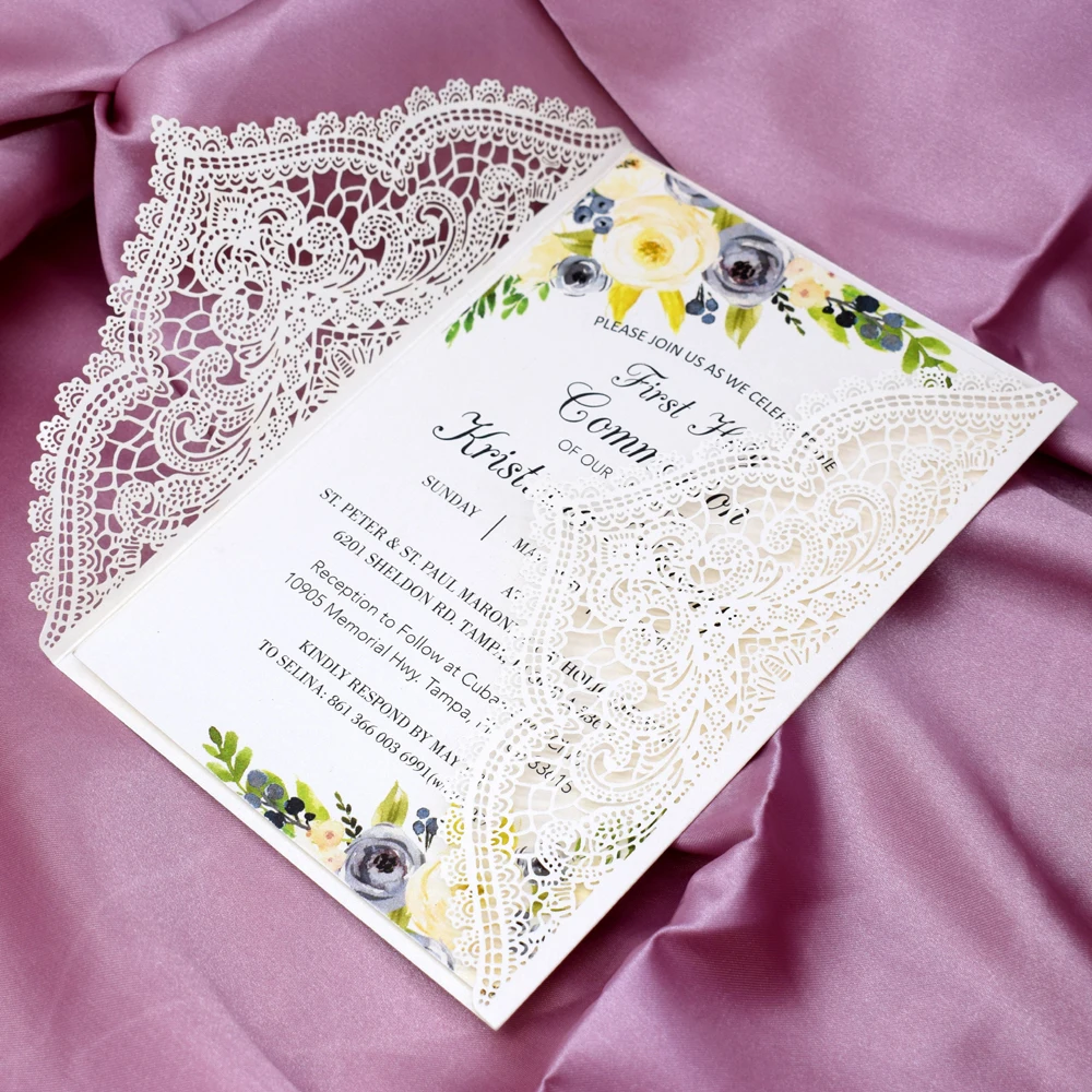 Кружевная Свадебная пригласительная открытка 50 шт. пригласительные открытки