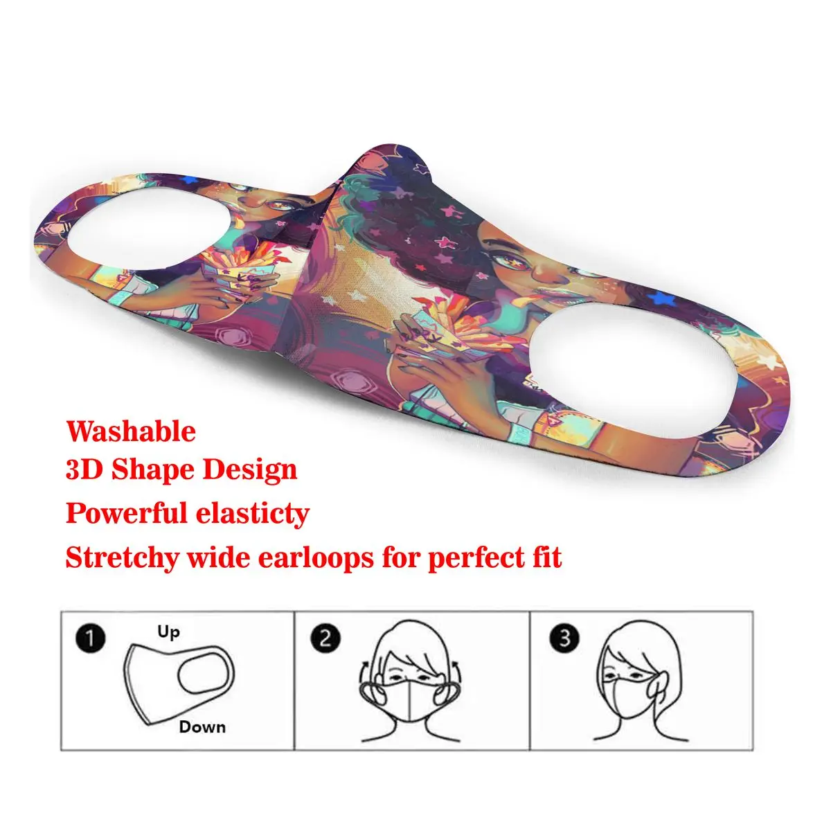 

Dust Mask African Afro Girls Love French Fries Mouth Face Cover Respirator for Adult Kid Washable Reusable Anti Pollution