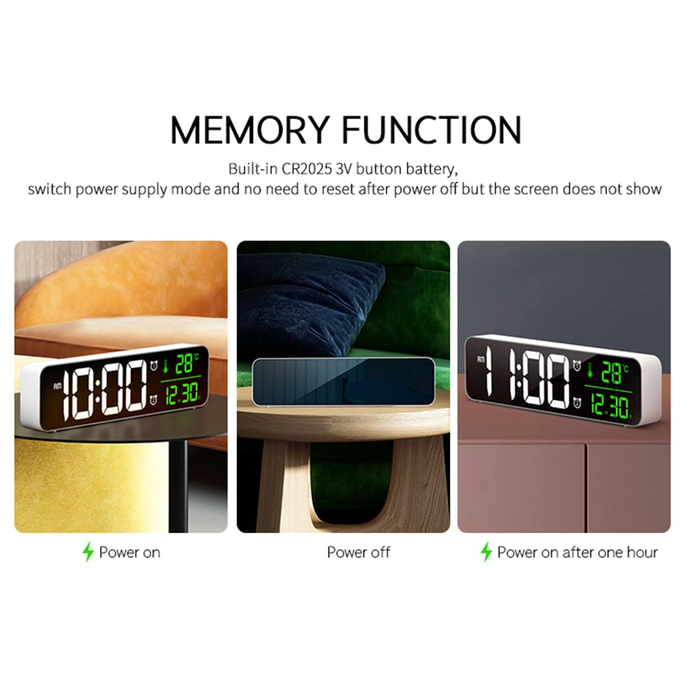 Цифровой светодиодный Будильник с отображением температуры и даты настольные