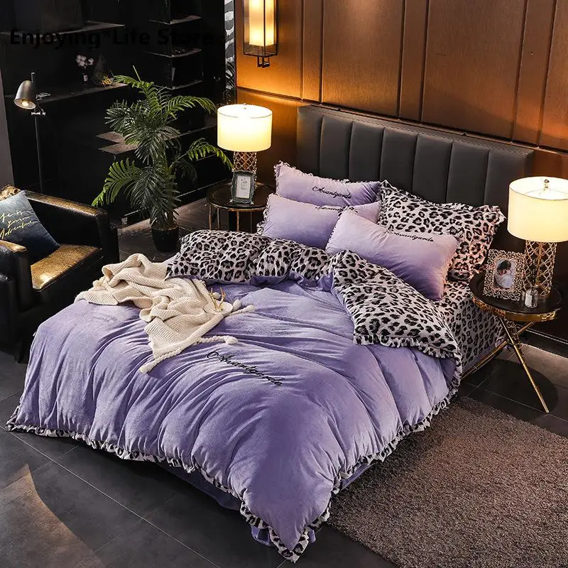 

Fleece bedding set 4pcs/set Duvet cover flat sheet Pillowcase Flannel winter warm bed linen