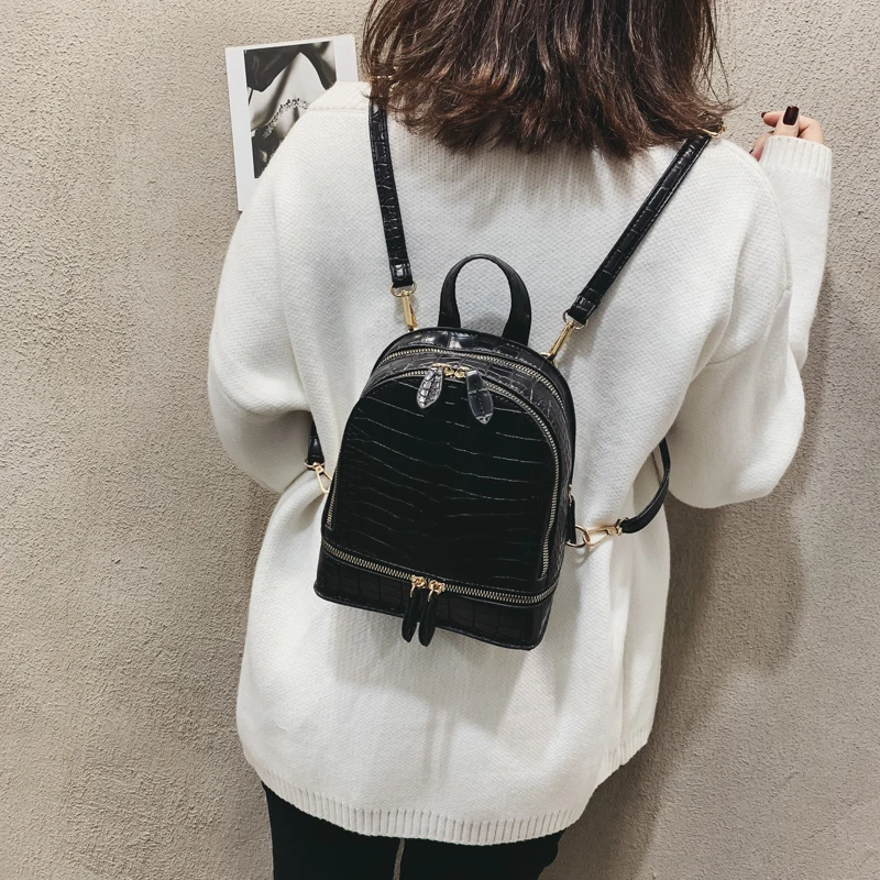 Винтажный крокодиловый узор маленькие рюкзаки из искусственной кожи для женщин
